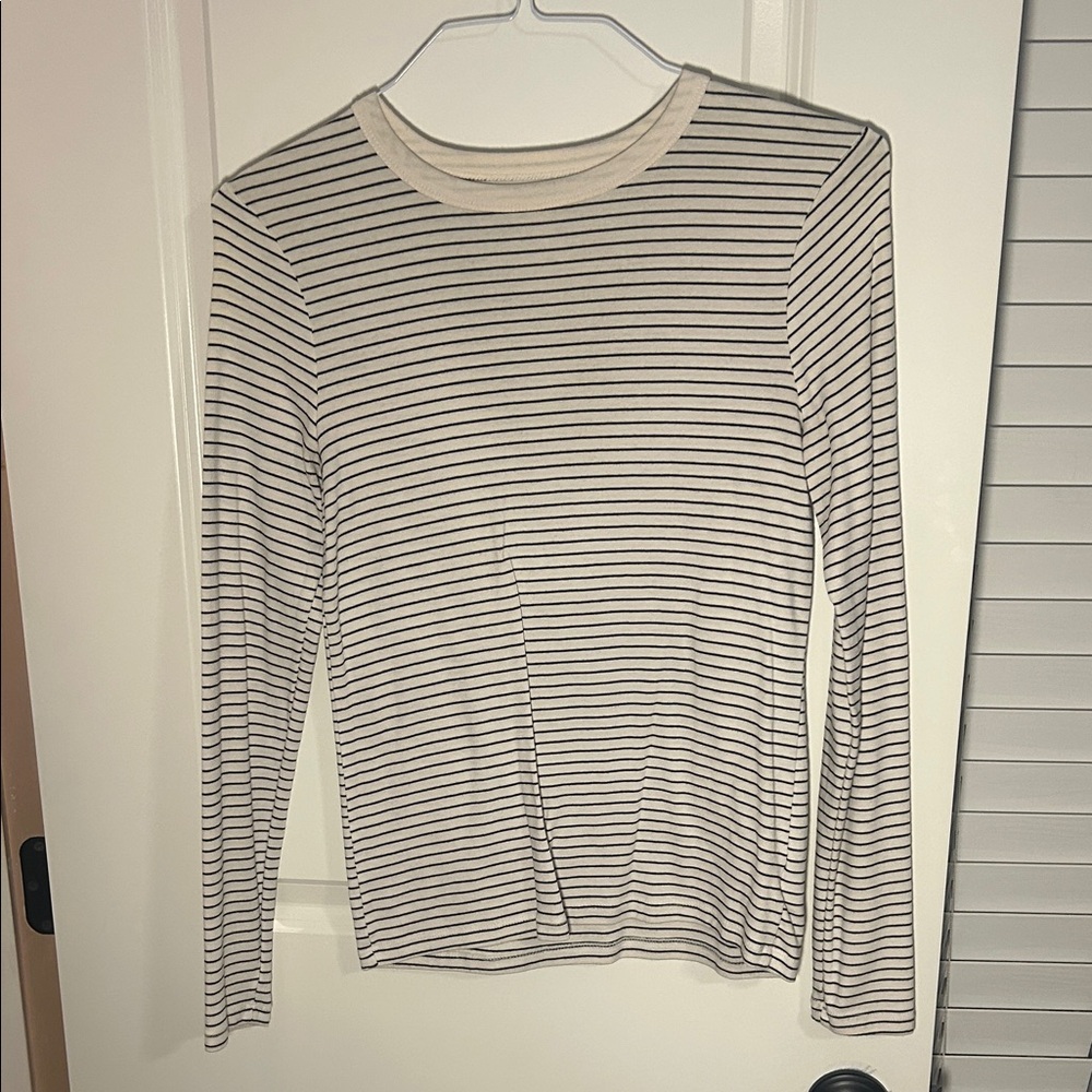 a new day Cream and Black Striped Long Sleeve Tee
